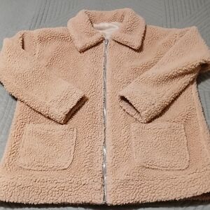 Like New Tan Teddy Jacket, Lined, Size Medium ,Great Price!